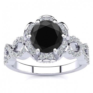 Katie Black Diamond Ring - White Gold
