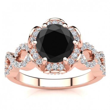 Katie Black Diamond Ring - Rose Gold