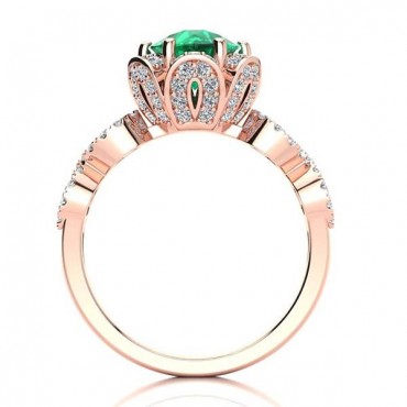 Katie Emerald Ring - Rose Gold
