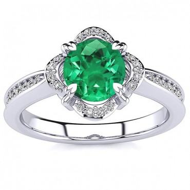 Luna Emerald Ring - White Gold