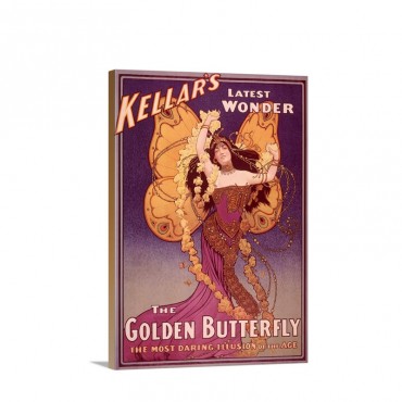 Kellars Latest Wonder The Golden Butterfly Vintage Poster Wall Art - Canvas - Gallery Wrap