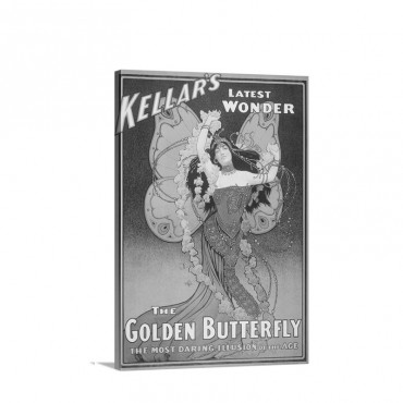 Kellars Latest Wonder The Golden Butterfly Vintage Poster Wall Art - Canvas - Gallery Wrap