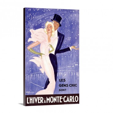 LHiver A Monte Carlo Vintage Poster By Jean Gabriel Domergue Wall Art - Canvas - Gallery Wrap
