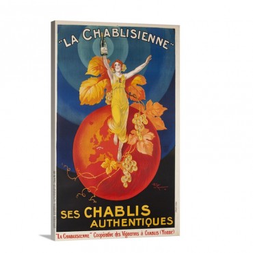 La Chablisienne Ses Chablis Authentiques French Wine Poster Wall Art - Canvas - Gallery Wrap