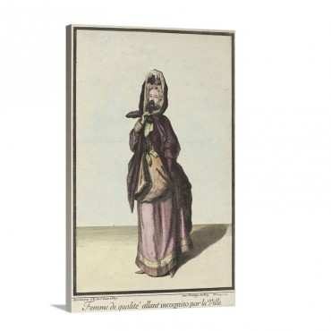 Lady Going About Town Incognito By Franz Ertinger 1689 Wall Art - Canvas - Gallery Wrap