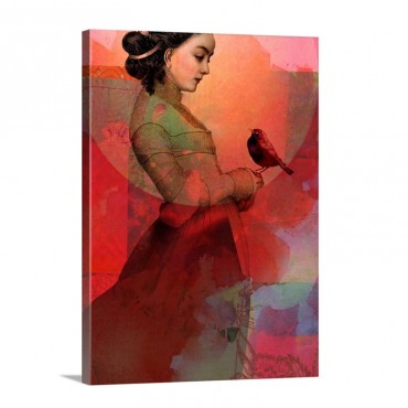 Lady In Red Wall Art - Canvas - Gallery Wrap