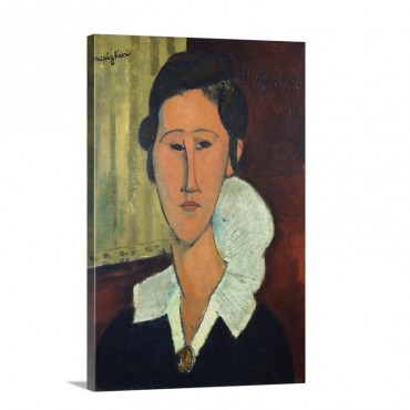 Lady With A Collar Or Anna Zborowska 1917 Wall Art - Canvas - Gallery Wrap