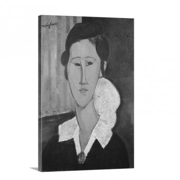 Lady With A Collar Or Anna Zborowska 1917 Wall Art - Canvas - Gallery Wrap