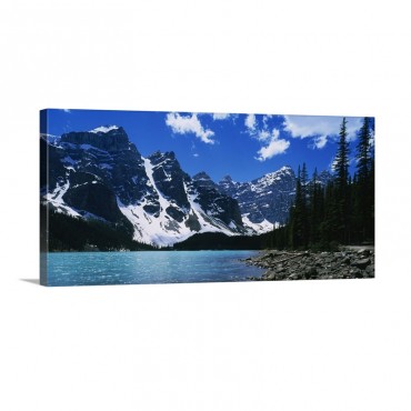 Lake In Front Of Snowcapped Mountains Moraine Lake Alberta Canada Wall Art - Canvas - Gallery Wrap