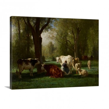 Landscape With Cattle And Sheep 1852 8 Wall Art - Canvas - Gallery Wrap