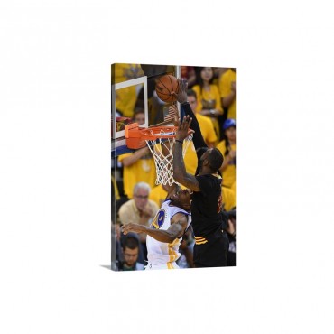 LeBron James Of The Cleveland Cavaliers Blocks A Shot By Andre Iguodala Wall Art - Canvas - Gallery Wrap