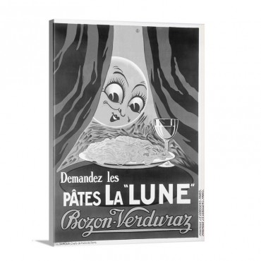 Les Pates La Lune Pasta And Moon Vintage Poster Wall Art - Canvas - Gallery Wrap