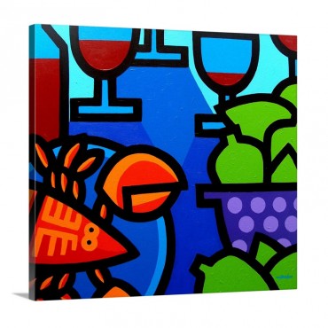 Lobster Wine And Limes Wall Art - Canvas - Gallery Wrap