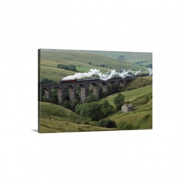Locomotive Crosses The Dent Head Viaduct North Yorkshire England Wall Art - Canvas - Gallery Wrap
