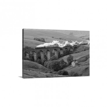 Locomotive Crosses The Dent Head Viaduct North Yorkshire England Wall Art - Canvas - Gallery Wrap