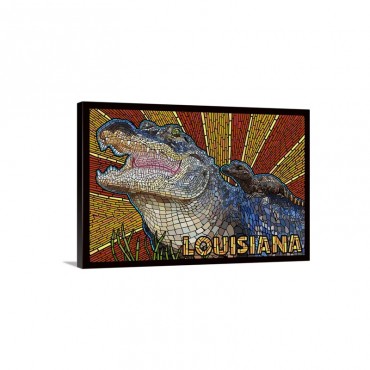 Louisiana Alligator Mosaic Wall Art - Canvas - Gallery Wrap
