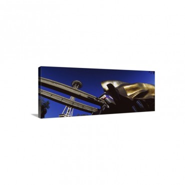 Low Angle View Of The Monorail And Space Needle Seattle Washington State Wall Art - Canvas - Gallery Wrap