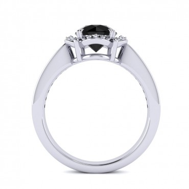 Luna Black Diamond Ring - White Gold