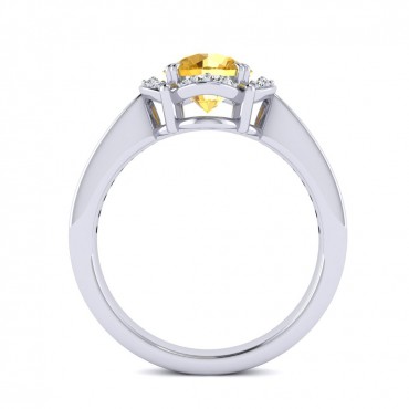 Luna Yellow Citrine Ring - White Gold