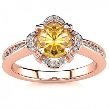 Luna Yellow Citrine Ring - Rose Gold