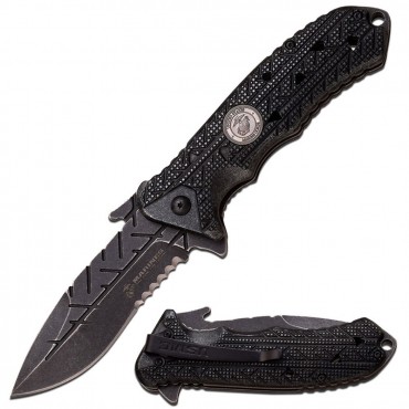 U.S. MARINES BY MTech USA Spring Assisted Knife Stonewashed Blade BLK