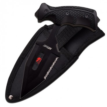 MTech 7.5 in. Stainless Steel Hunting Tactical Black Push Dagger Hard Rubber Handle