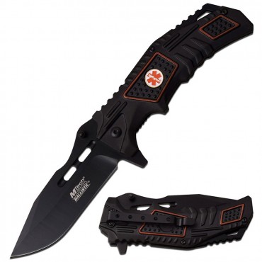 MTech USA Spring Assisted Knife 4.7 in. CLOSED Black & Orange Handle