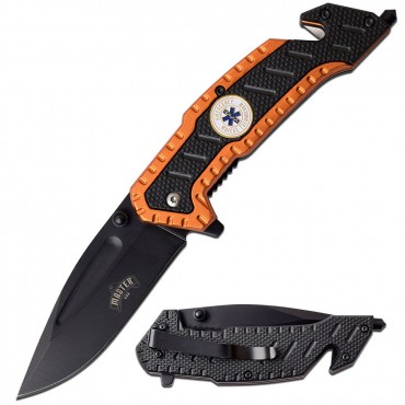 7.6 inch MASTER USA Spring Assisted Knife 3Cr13 Steel Blade Orange Black Handle