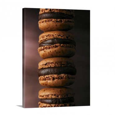 Macaroons With Chocolate Cream Filling Stacked Wall Art - Canvas - Gallery Wrap