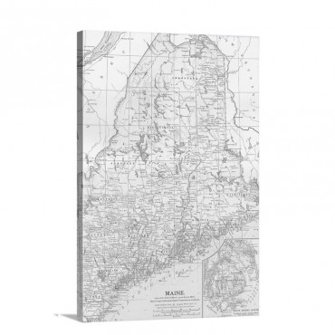 Maine Vintage Map Wall Art - Canvas - Gallery Wrap
