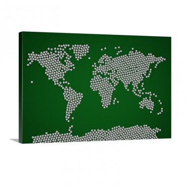 Map Of The World Made Up From Soccer Balls Wall Art - Canvas - Gallery Wrap