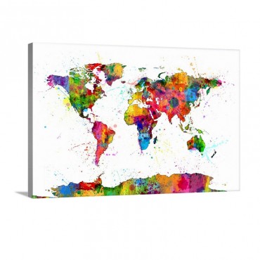 Map Of The World Map Watercolor Wall Art - Canvas - Gallery Wrap