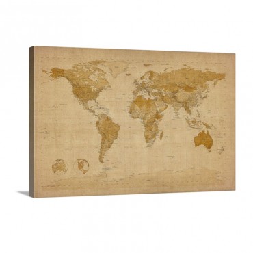 Map Of The World In Antique Style Wall Art - Canvas - Gallery Wrap