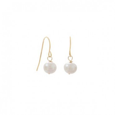 14 Karat Gold Cultured Freshwater Pearl French Wire Earrings