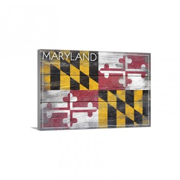Maryland State Flag Barnwood Painting Wall Art - Canvas - Gallery Wrap