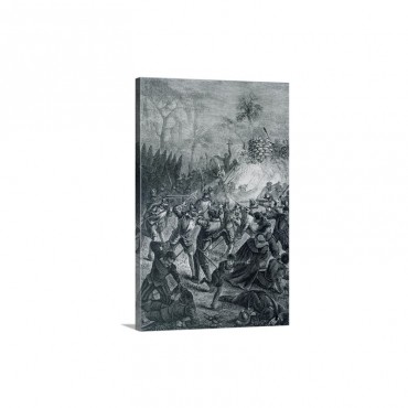 Massacre Of Huguenots At Fort Carolina Wall Art - Canvas - Gallery Wrap