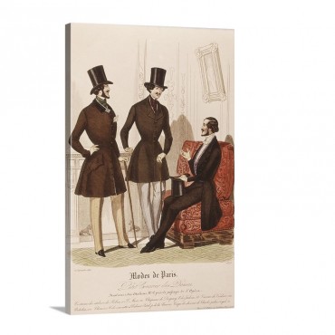Men Suits Illustration From Petit Courrier Des Dames 1840 Wall Art - Canvas - Gallery Wrap