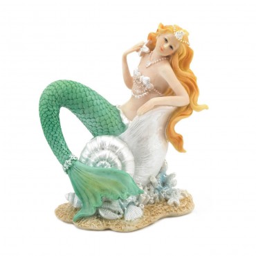 Mermaid Relaxing In Seashell Figurine