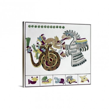 Mexico Aztec Drawing Wall Art - Canvas - Gallery Wrap