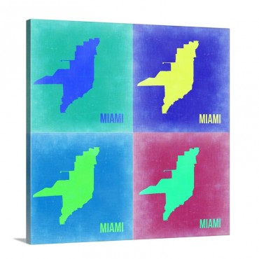 Miami Pop Art Map I I Wall Art - Canvas - Gallery Wrap