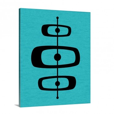 Mid Century Shapes 2 On Turquoise Wall Art - Canvas - Gallery Wrap