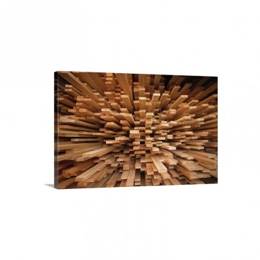 Milled Wood Planks In A Stack Europe Wall Art - Canvas - Gallery Wrap
