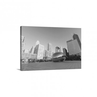 Millennium Park And The Cloud Gate Steel Sculpture Chicago Illinois Wall Art - Canvas - Gallery Wrap