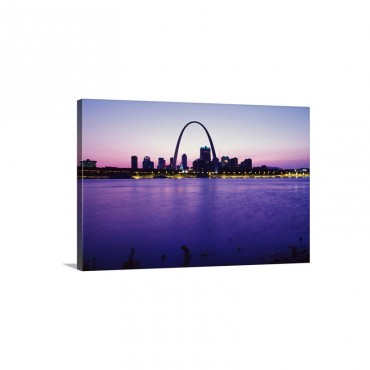 Missouri St Louis Skyline Of The Town With Mississippi River And Gateway Arch Wall Art - Canvas - Gallery Wrap