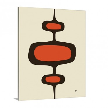 Mod Pod One Orange With Brown Wall Art - Canvas - Gallery Wrap