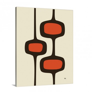 Mod Pod Two Orange With Brown Wall Art - Canvas - Gallery Wrap