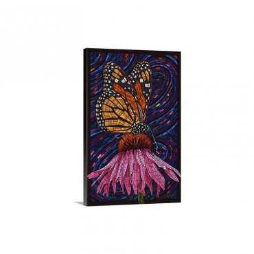 Monarch Butterfly  Paper Mosaic Retro Travel Poster Wall Art - Canvas - Gallery Wrap