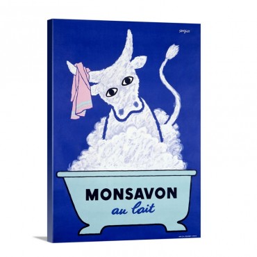 Monsavon Au Lait Vintage Poster By Raymond Savignac Wall Art - Canvas - Gallery Wrap
