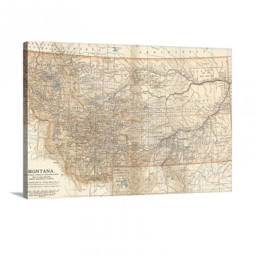 Montana Vintage Map Wall Art - Canvas - Gallery Wrap