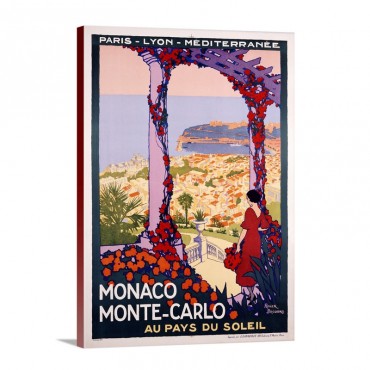 Monte Carlo Monaco Vintage Poster By Roger Broders Wall Art - Canvas - Gallery Wrap
